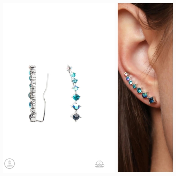 STARLIGHT SHOW BLUE EAR CRAWLERS EARRINGS